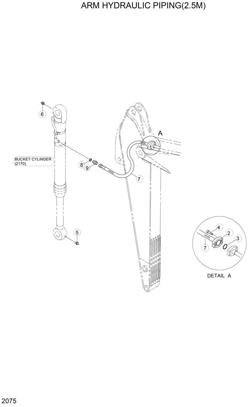 Схема запчастей Hyundai R130LC - ARM HYDRAULIC PIPING(2.5M) 