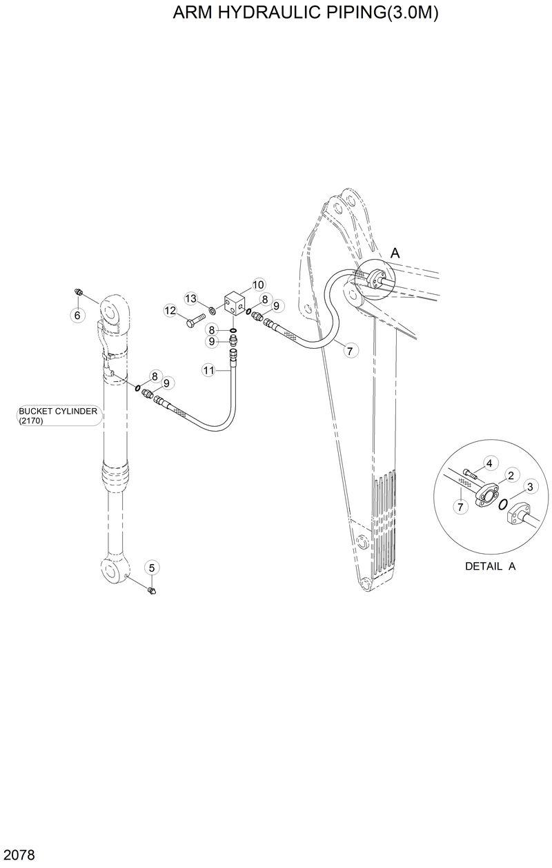 Схема запчастей Hyundai R130LC - ARM HYDRAULIC PIPING(3.0M) 