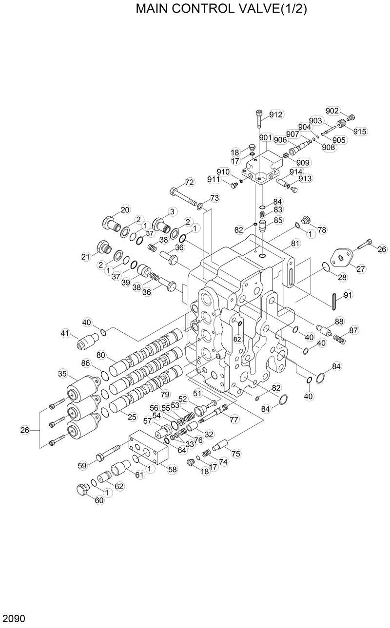 Схема запчастей Hyundai R130LC - MAIN CONTROL VALVE(1/2) 