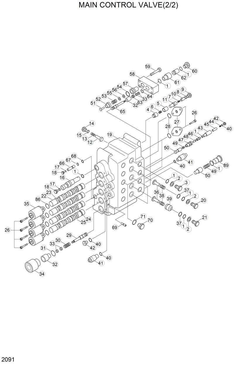 Схема запчастей Hyundai R130LC - MAIN CONTROL VALVE(2/2) 