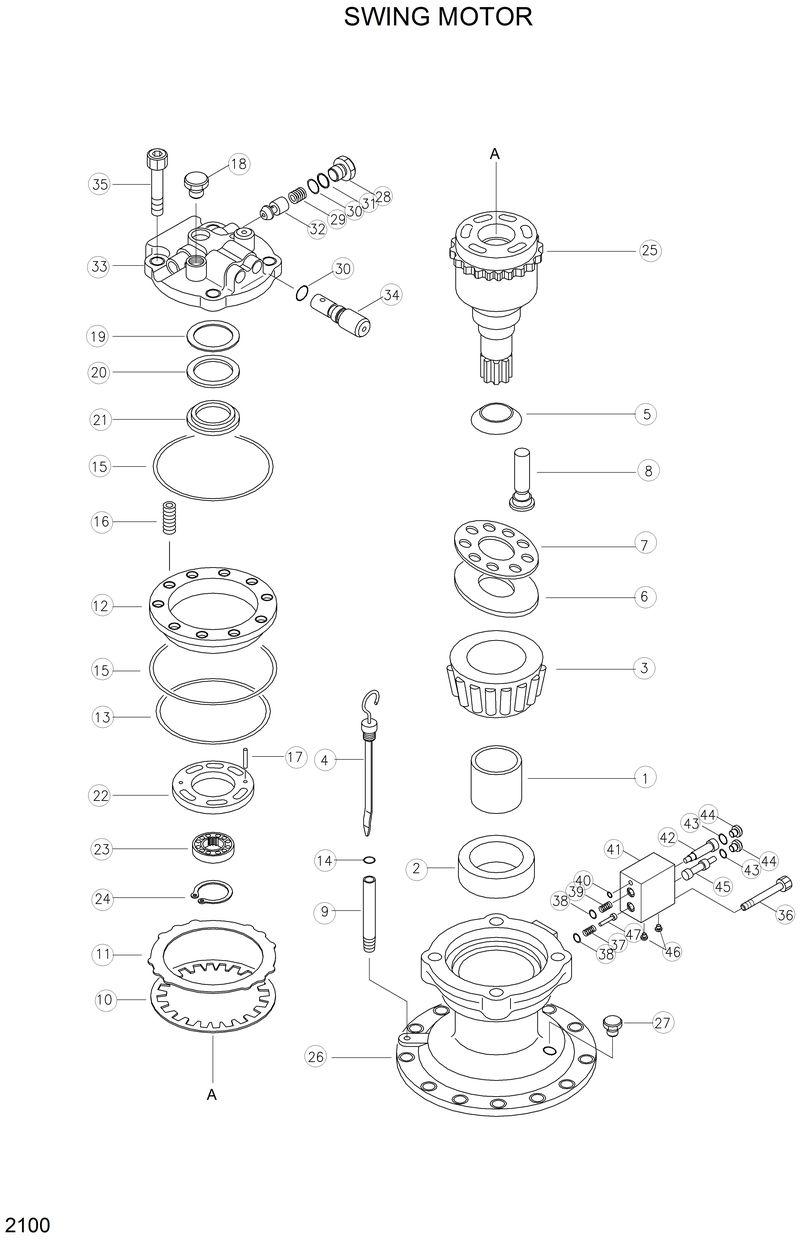 Схема запчастей Hyundai R130LC - SWING MOTOR 