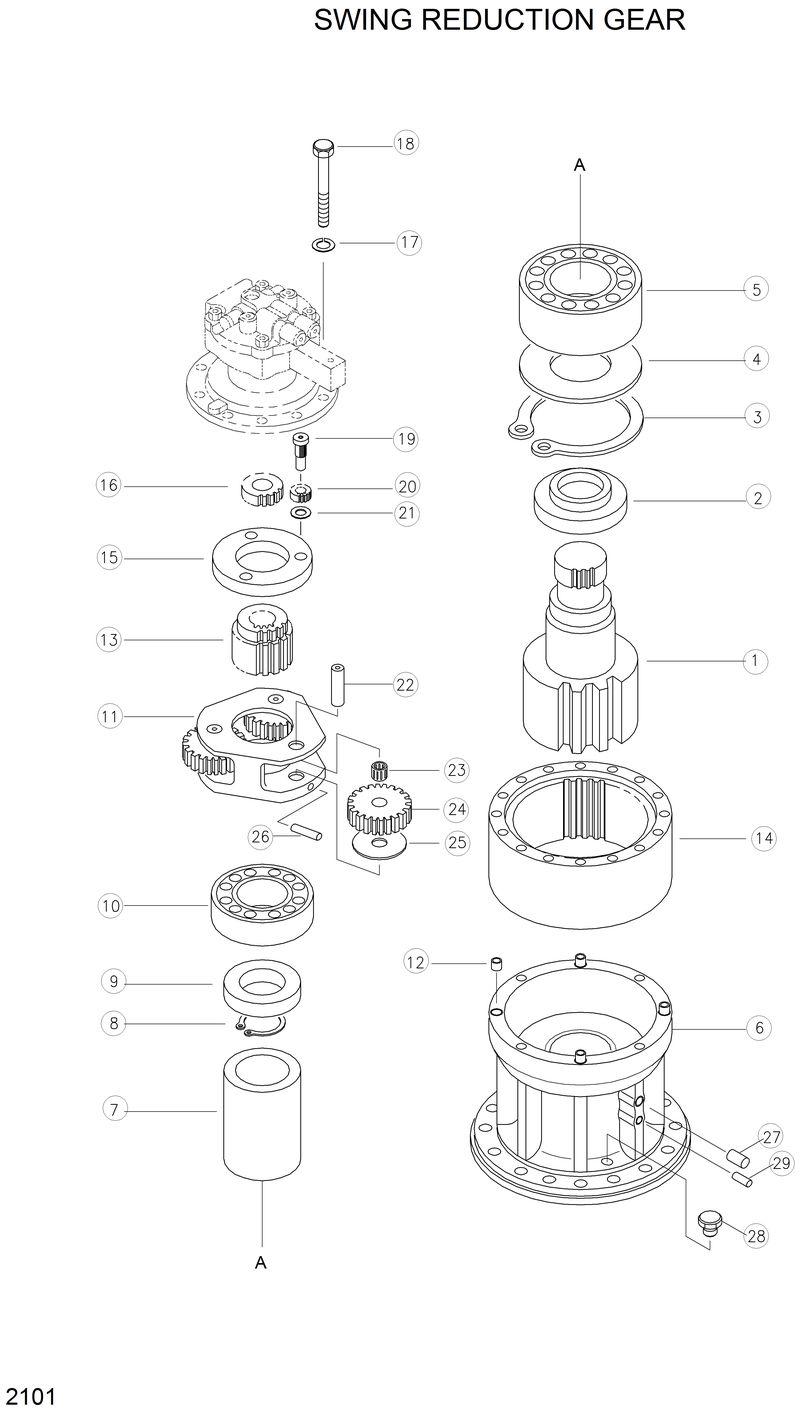 Схема запчастей Hyundai R130LC - SWING REDUCTION GEAR 