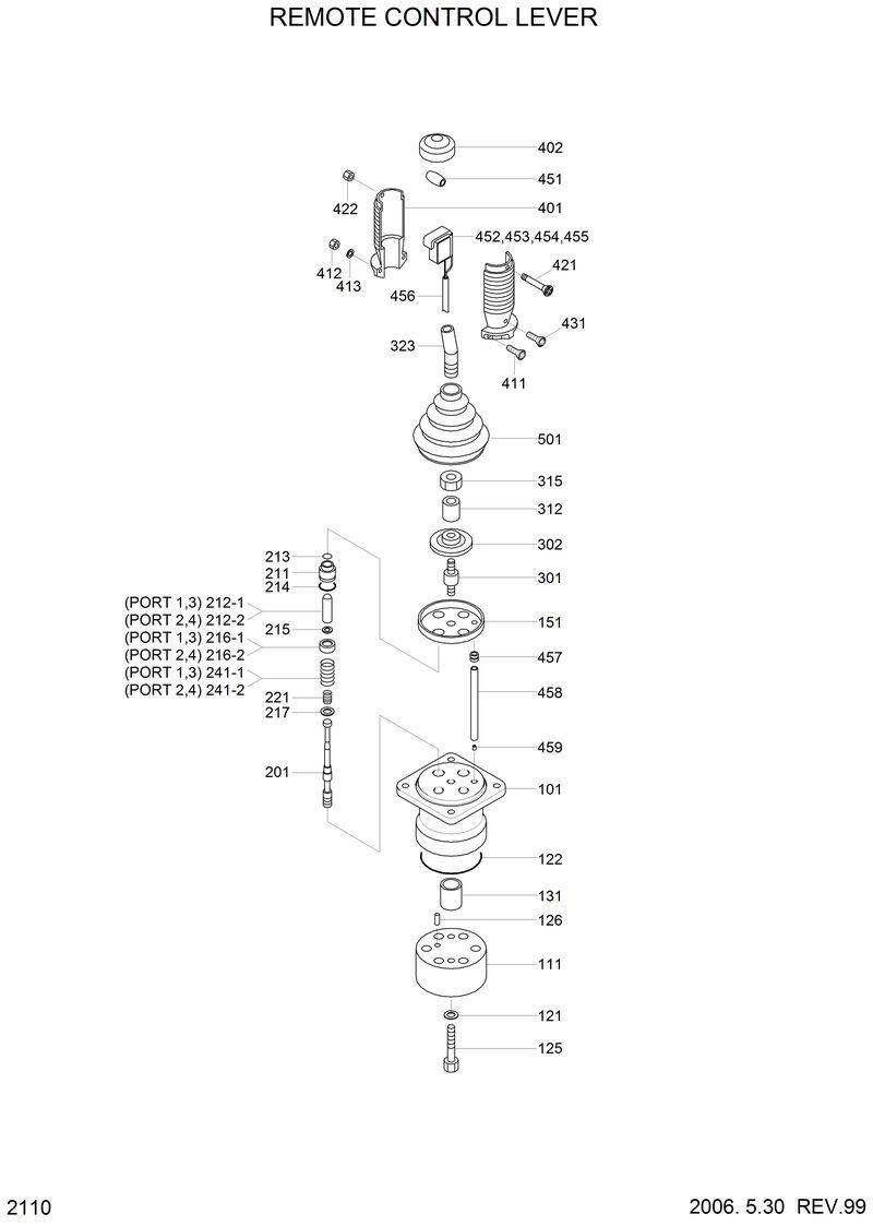 Схема запчастей Hyundai R130LC - REMOTE CONTROL LEVER 