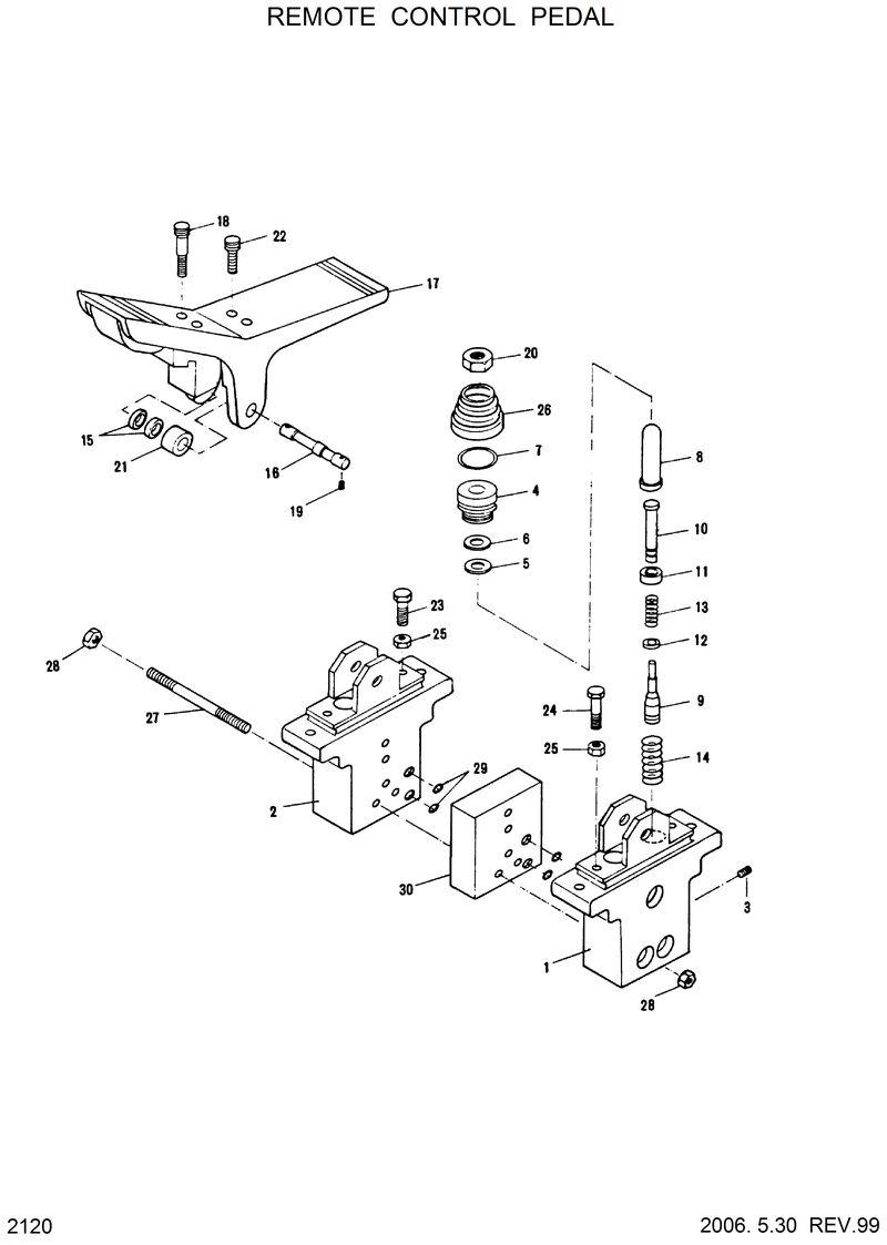 Схема запчастей Hyundai R130LC - REMOTE CONTROL PEDAL 