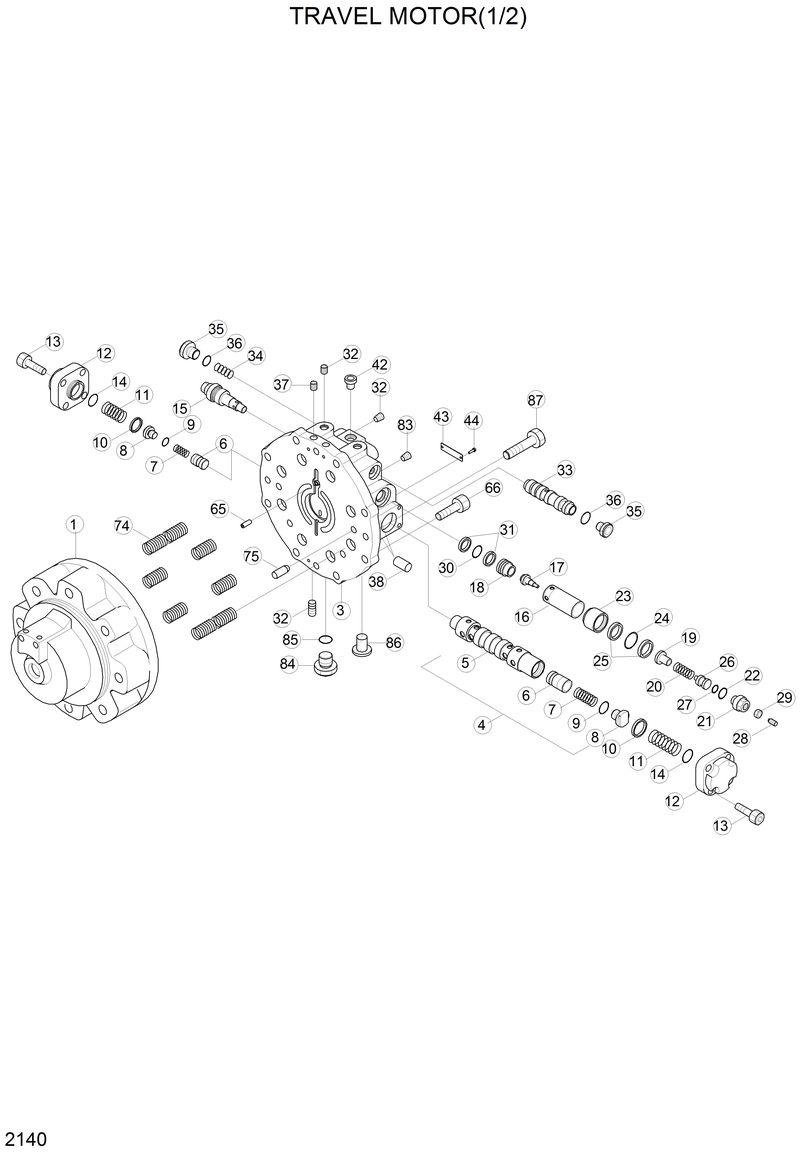 Схема запчастей Hyundai R130LC - TRAVEL MOTOR(1/2) 