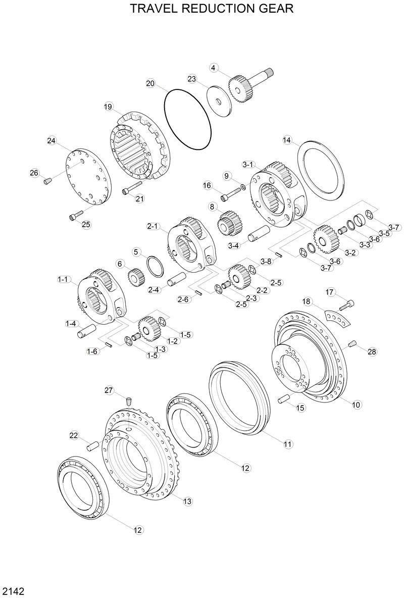 Схема запчастей Hyundai R130LC - TRAVEL REDUCTION GEAR 