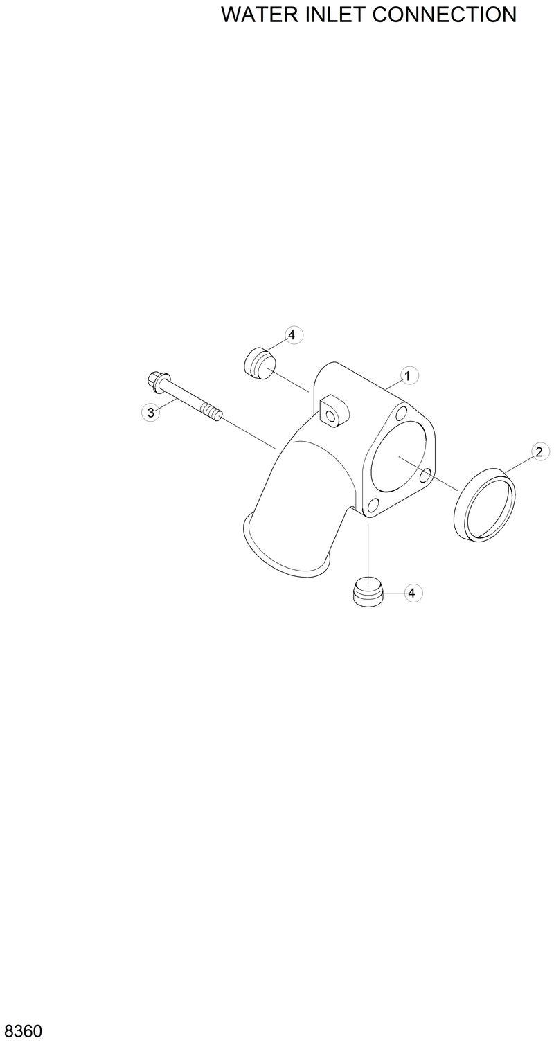 Схема запчастей Hyundai R130LC - WATER INLET CONNECTION 