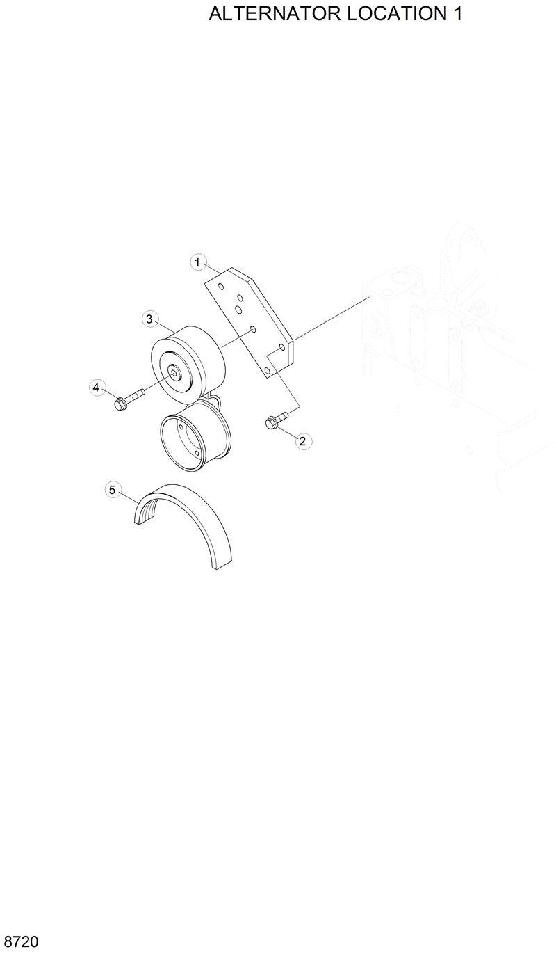 Схема запчастей Hyundai R130LC - ALTERNATOR LOCATION 1 