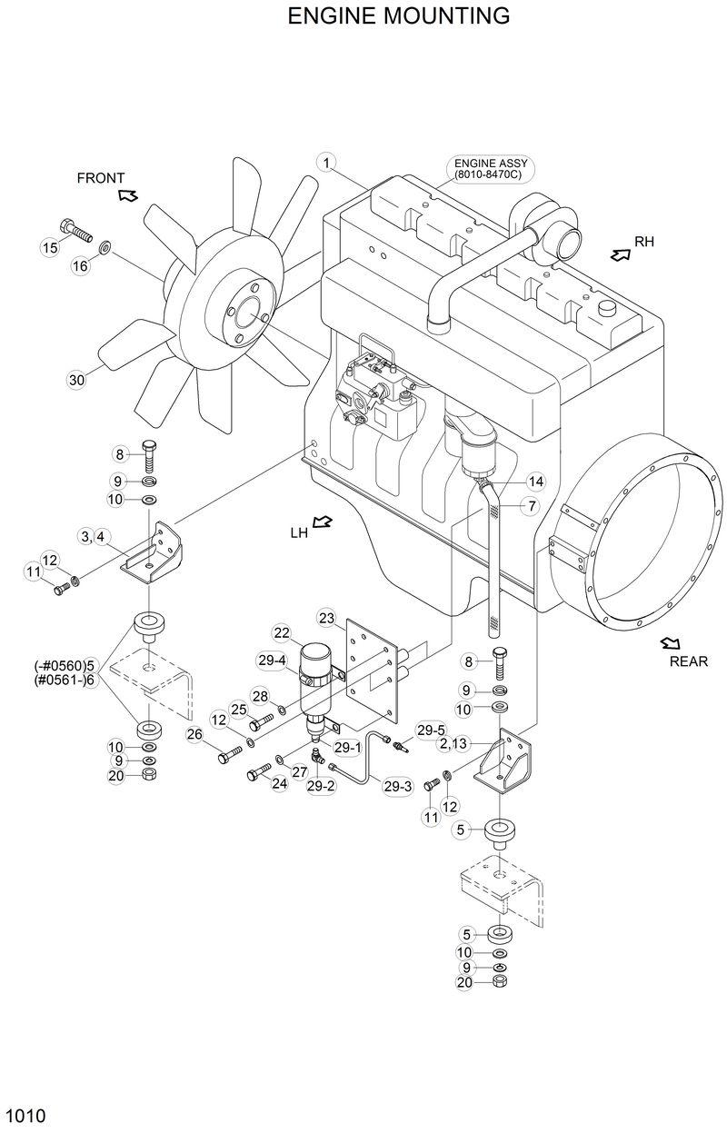 Схема запчастей Hyundai R200LC - ENGINE MOUNTING 