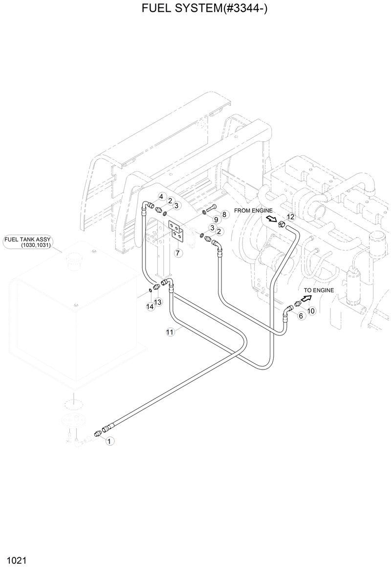 Схема запчастей Hyundai R200LC - FUEL SYSTEM(#3344-) 