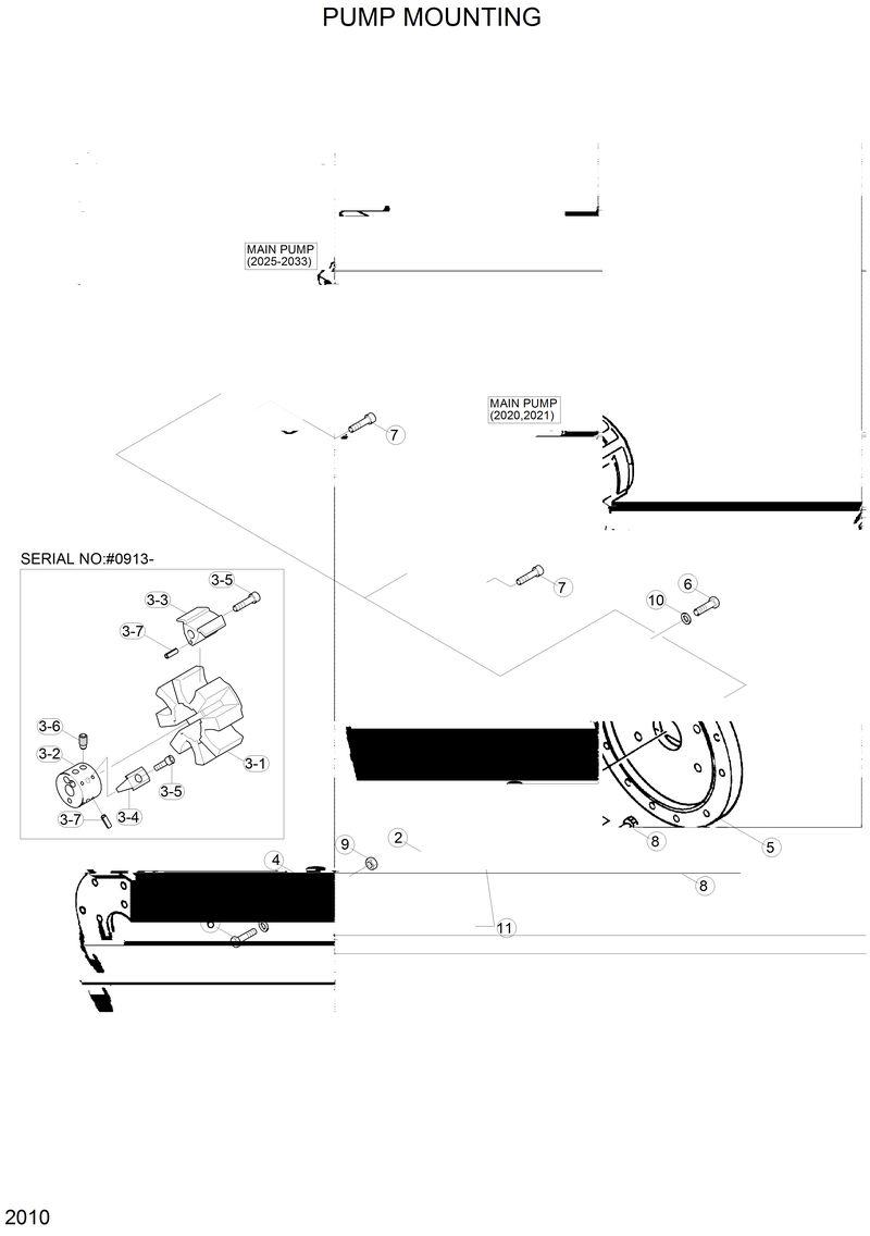 Схема запчастей Hyundai R200LC - PUMP MOUNTING 