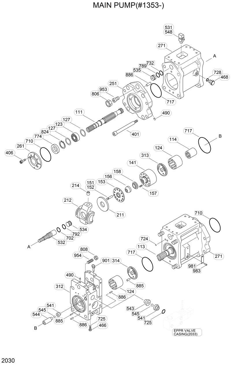 Схема запчастей Hyundai R200LC - MAIN PUMP (#1353-) 