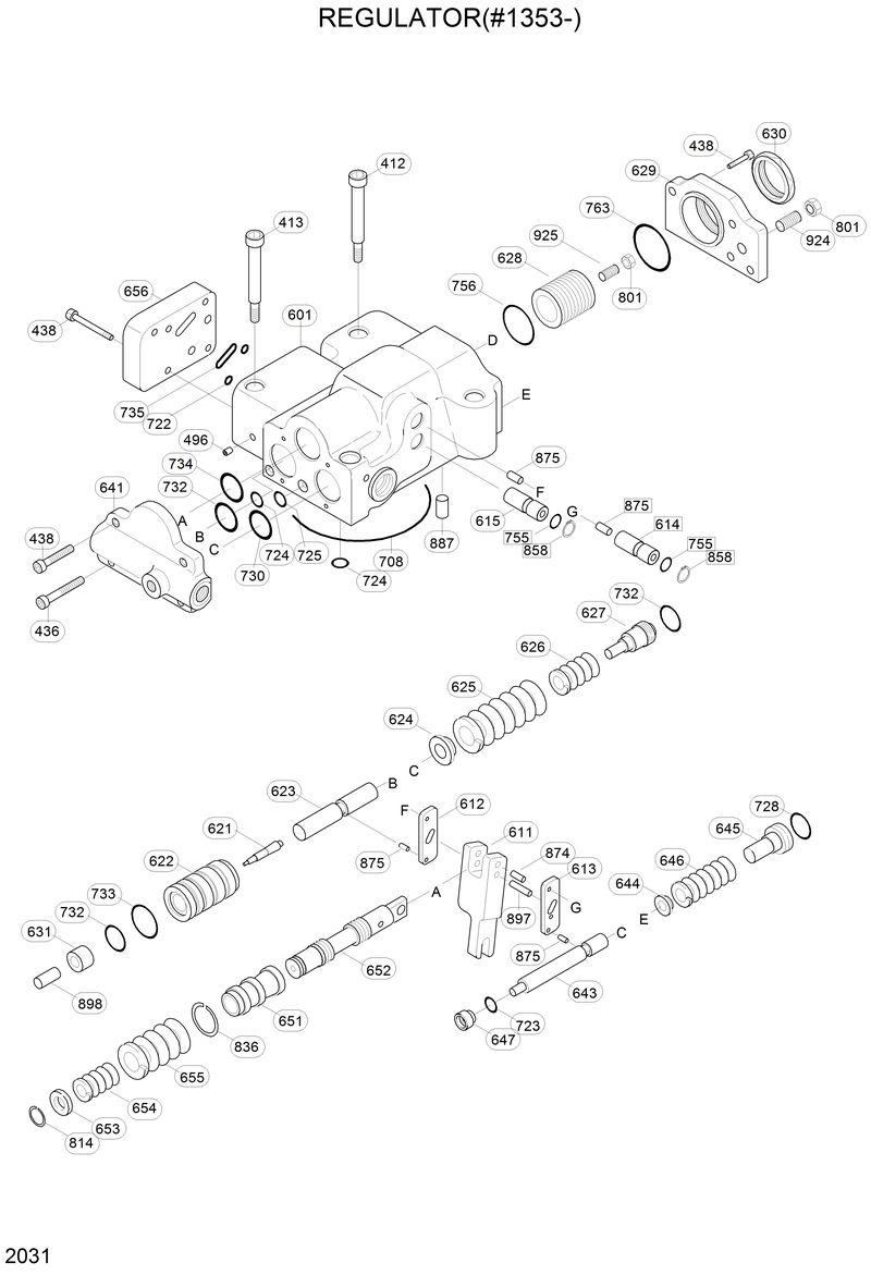 Схема запчастей Hyundai R200LC - REGULATOR(#1353-) 