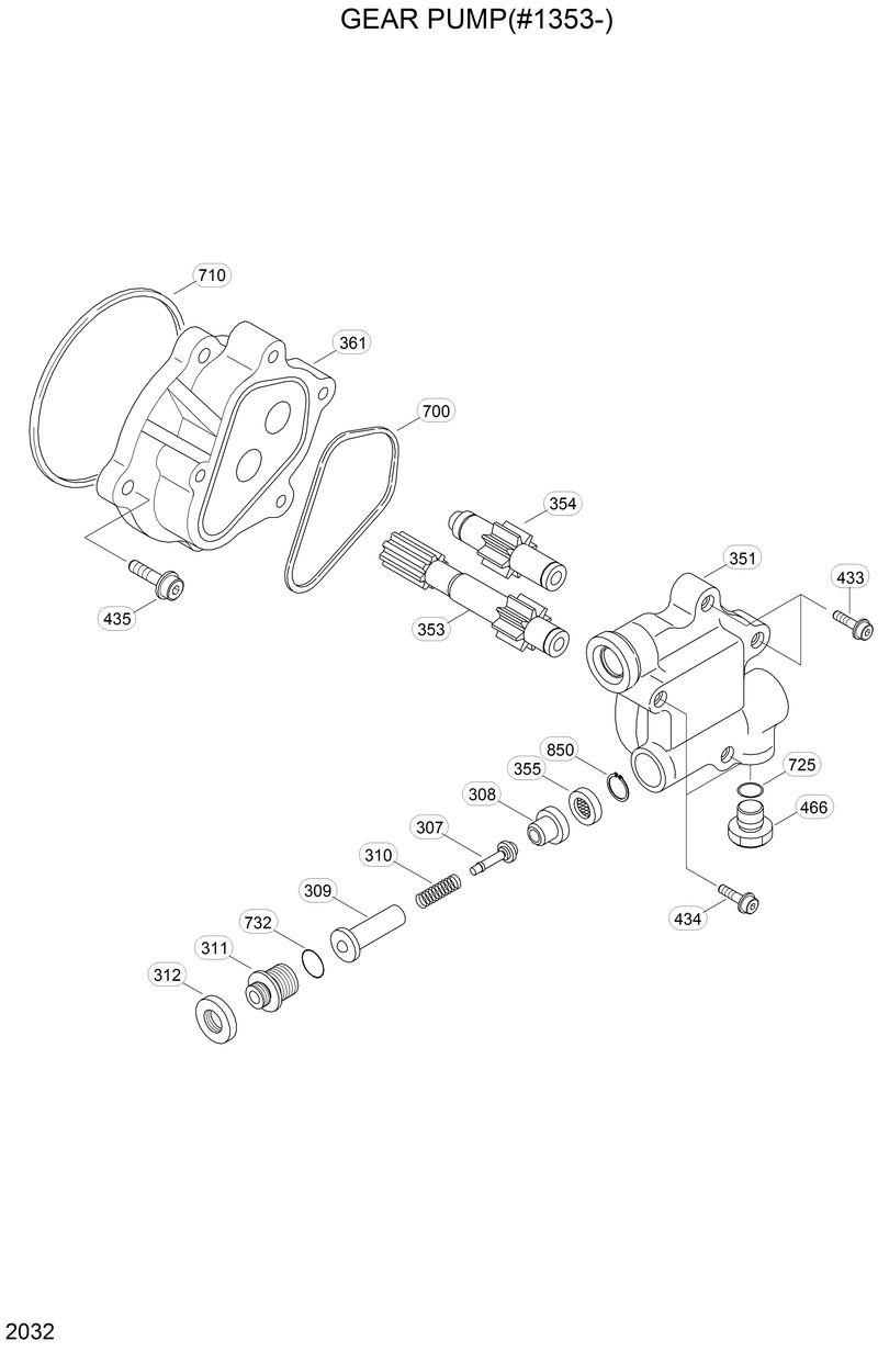 Схема запчастей Hyundai R200LC - GEAR PUMP(#1353-) 