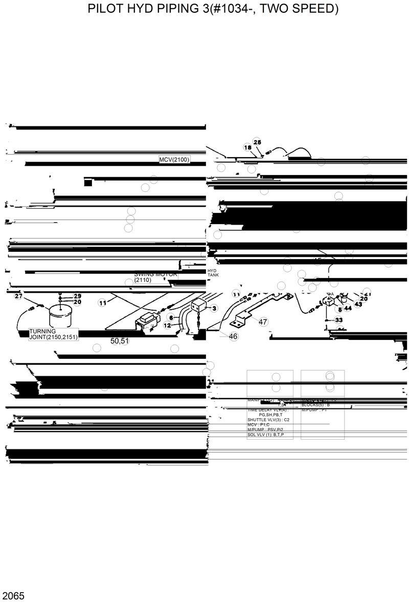 Схема запчастей Hyundai R200LC - PILOT HYD PIPING 3(#1034-, TWO SPEED) 