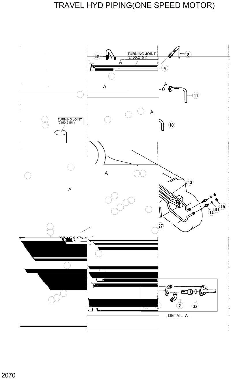 Схема запчастей Hyundai R200LC - TRAVEL HYD PIPING(ONE SPEED MOTOR) 