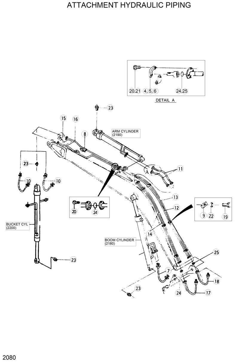 Схема запчастей Hyundai R200LC - ATTACHMENT HYDRAULIC PIPING 