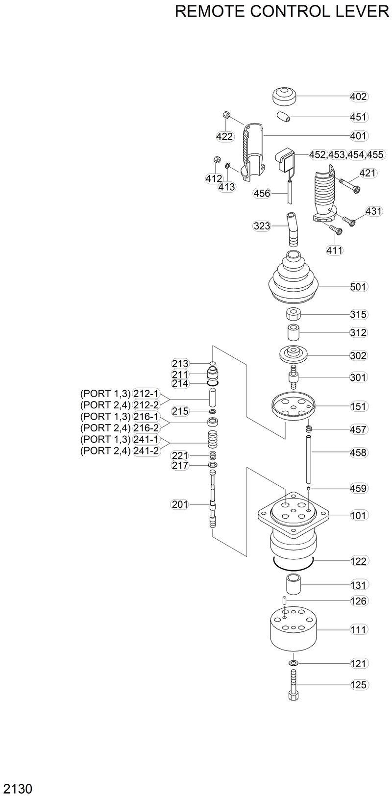 Схема запчастей Hyundai R200LC - REMOTE CONTROL LEVER 