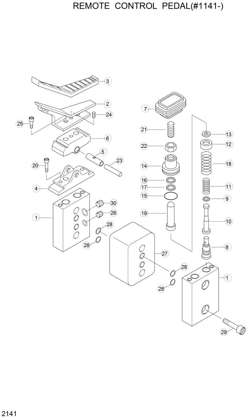 Схема запчастей Hyundai R200LC - REMOTE CONTROL PEDAL(#1141-) 