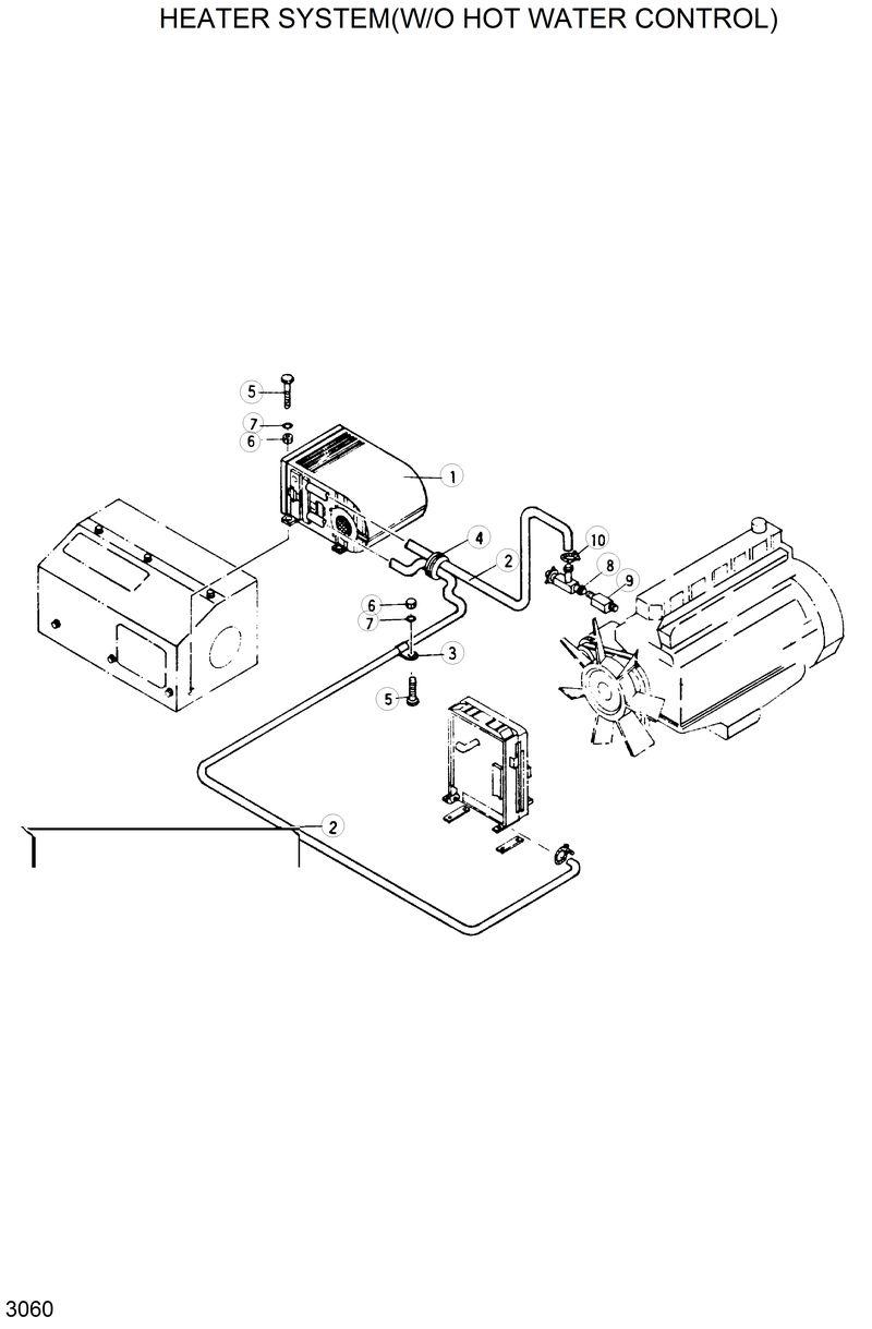 Схема запчастей Hyundai R200LC - HEATER SYSTEM(W/O HOT WATER CONTROL) 