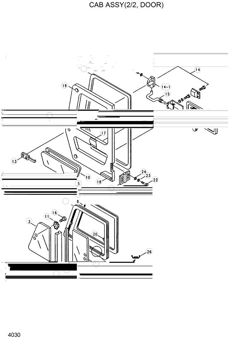 Схема запчастей Hyundai R200LC - CAB ASSY(2/2, DOOR) 