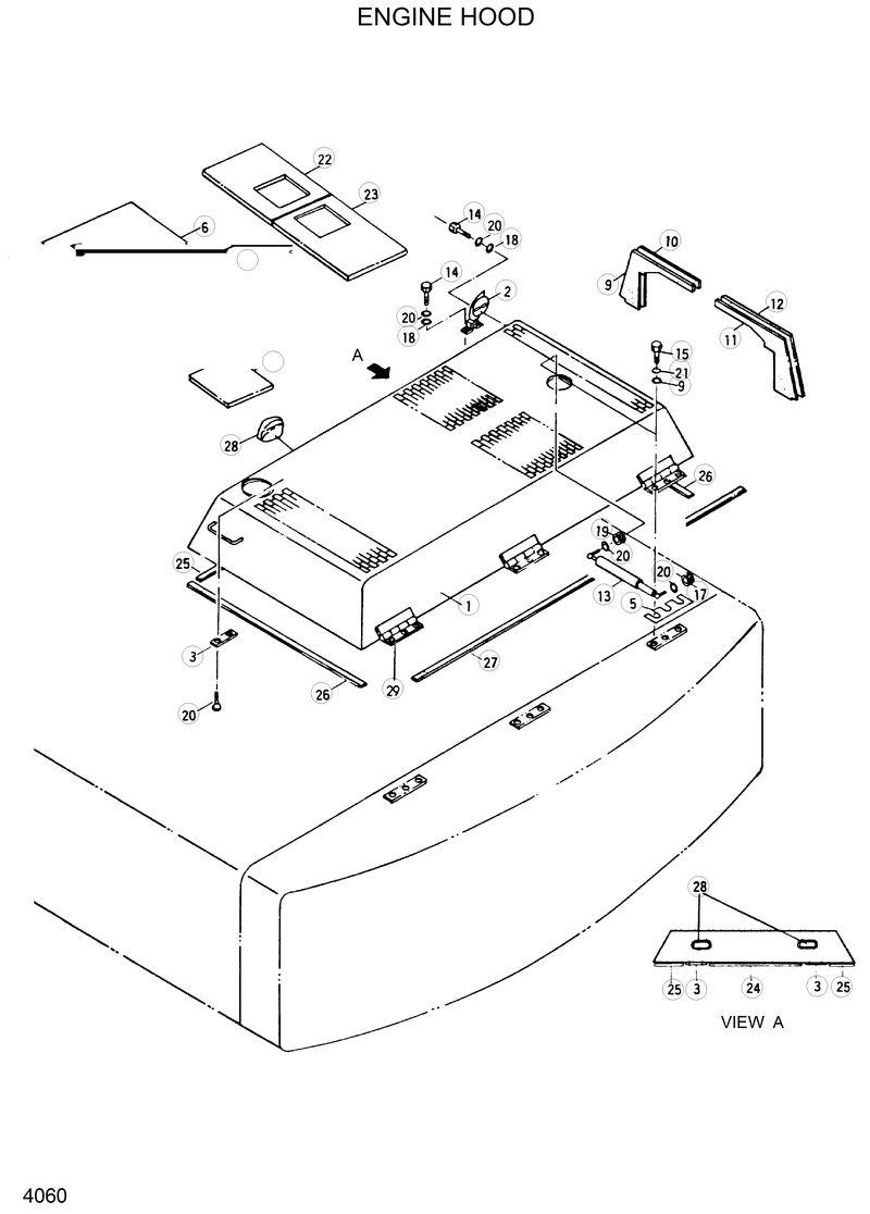 Схема запчастей Hyundai R200LC - ENGINE HOOD 