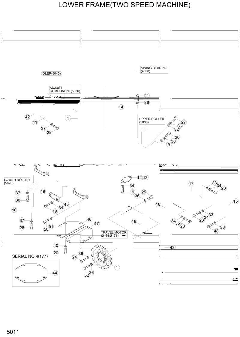 Схема запчастей Hyundai R200LC - LOWER FRAME(TWO SPEED MACHINE) 