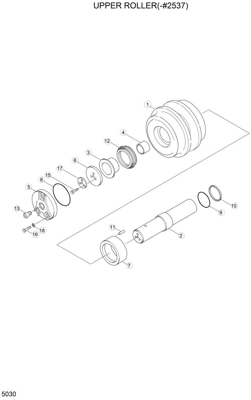 Схема запчастей Hyundai R200LC - UPPER ROLLER(-#2537) 