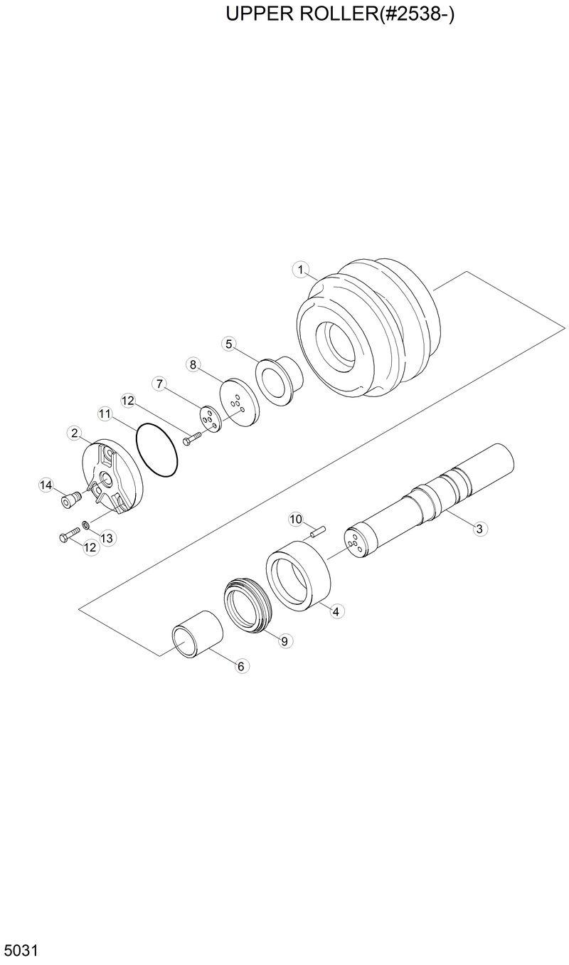 Схема запчастей Hyundai R200LC - UPPER ROLLER(#2538-) 