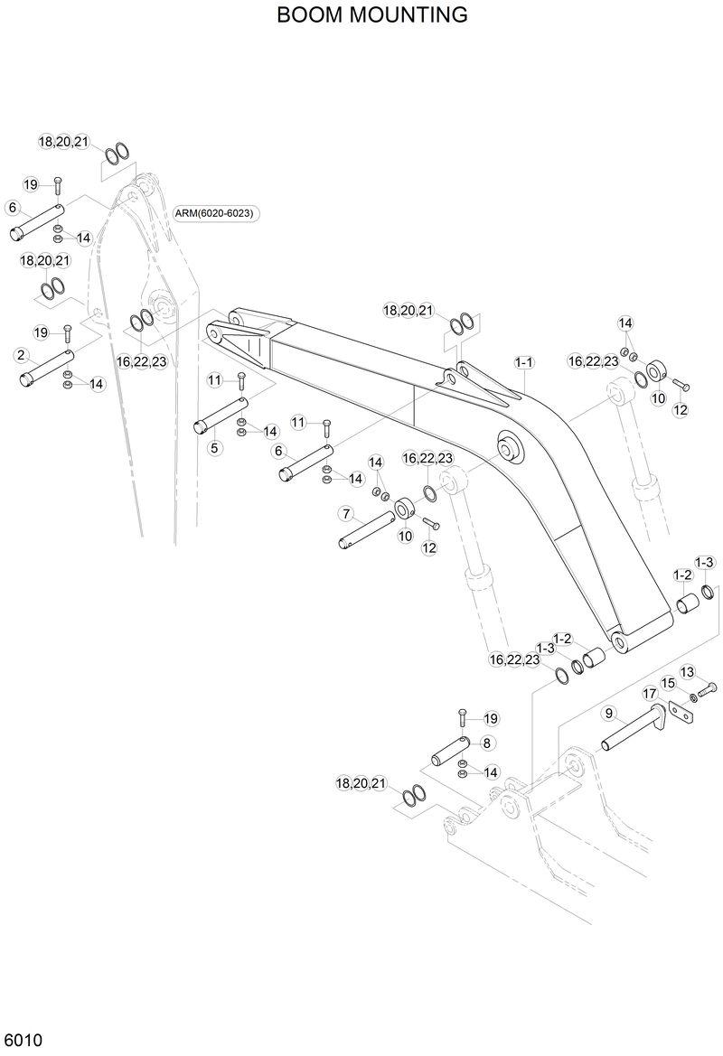 Схема запчастей Hyundai R200LC - BOOM MOUNTING 