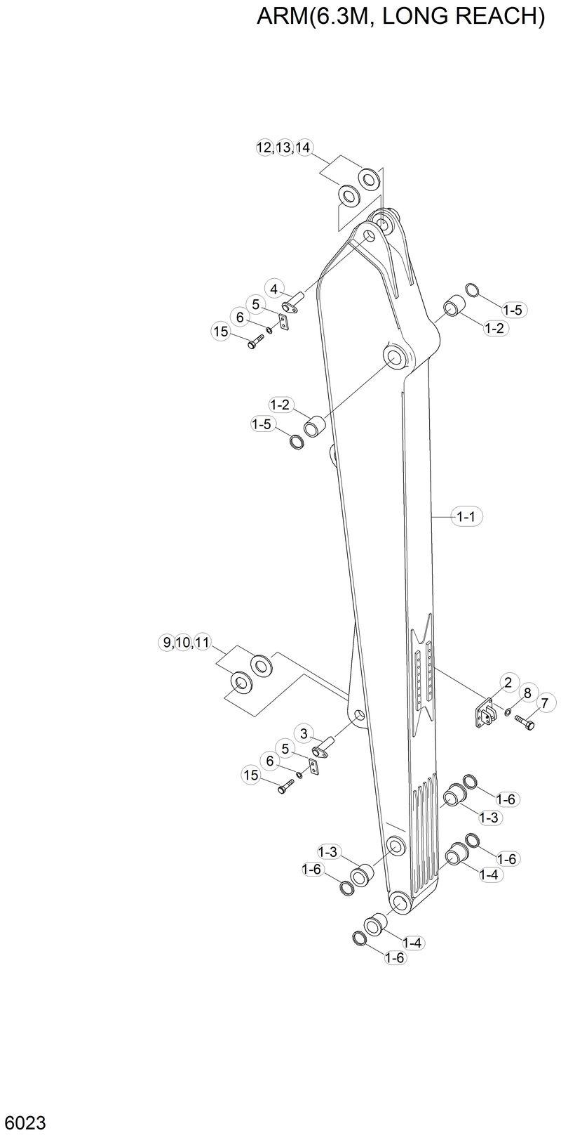 Схема запчастей Hyundai R200LC - ARM(6.3M, LONG REACH) 