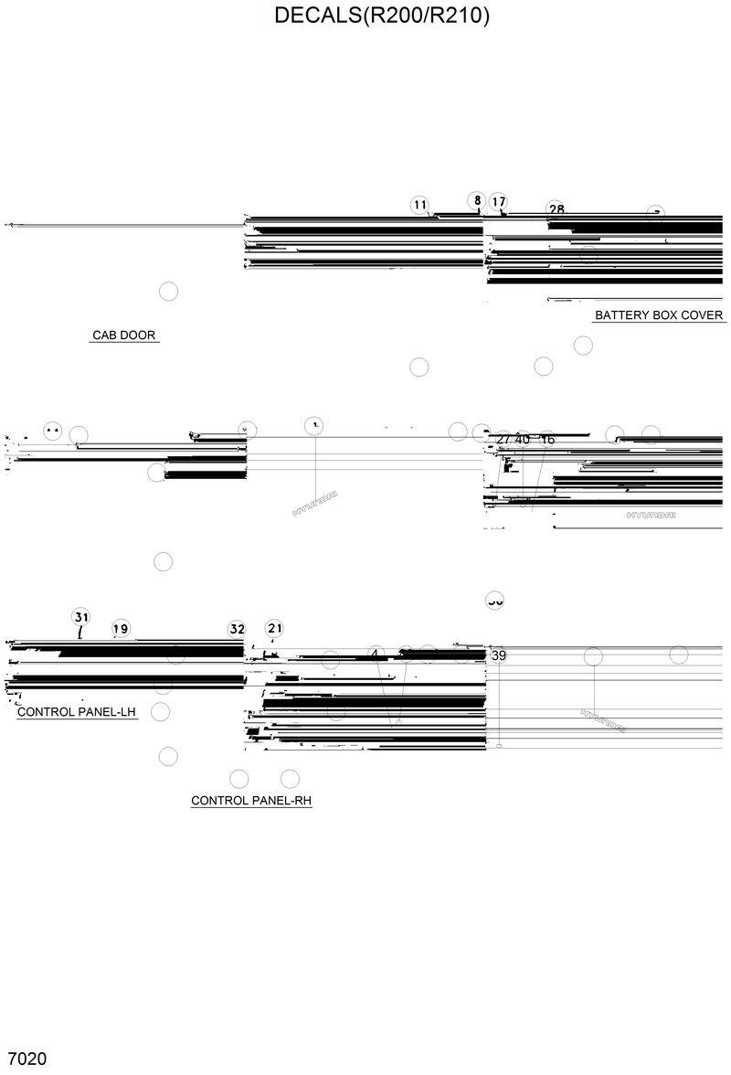 Схема запчастей Hyundai R200LC - DECALS(R200/R210) 