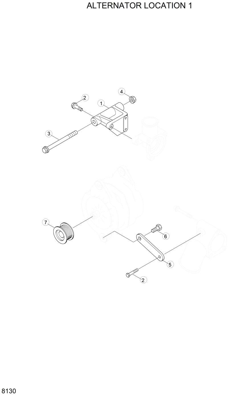 Схема запчастей Hyundai R200LC - ALTERNATOR LOCATION 1 