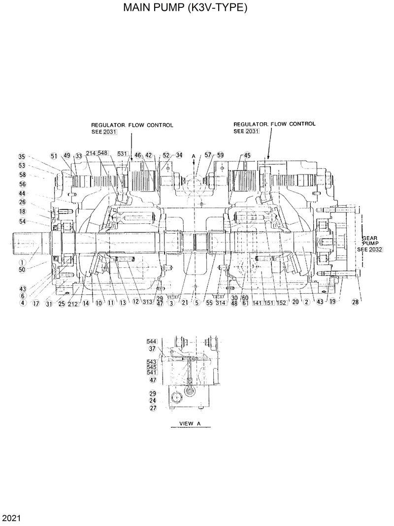 Схема запчастей Hyundai R280LC - MAIN PUMP(K3V-TYPE) 