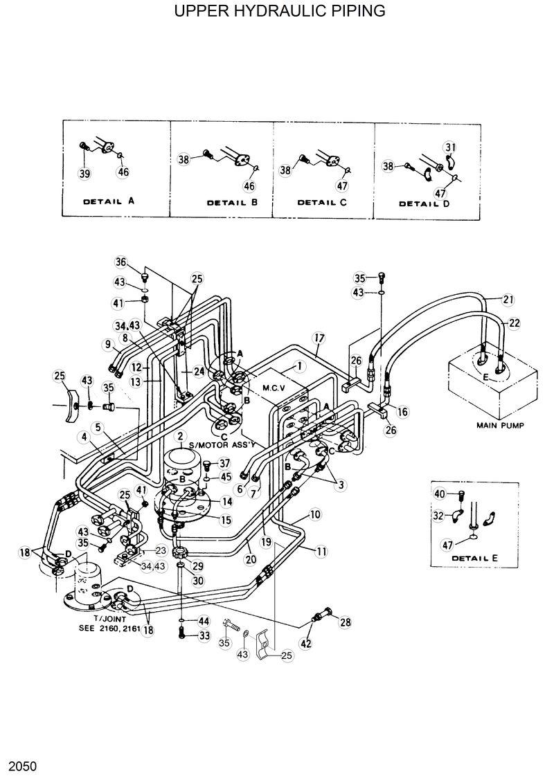 Схема запчастей Hyundai R280LC - UPPER HYDRAULIC PIPING 