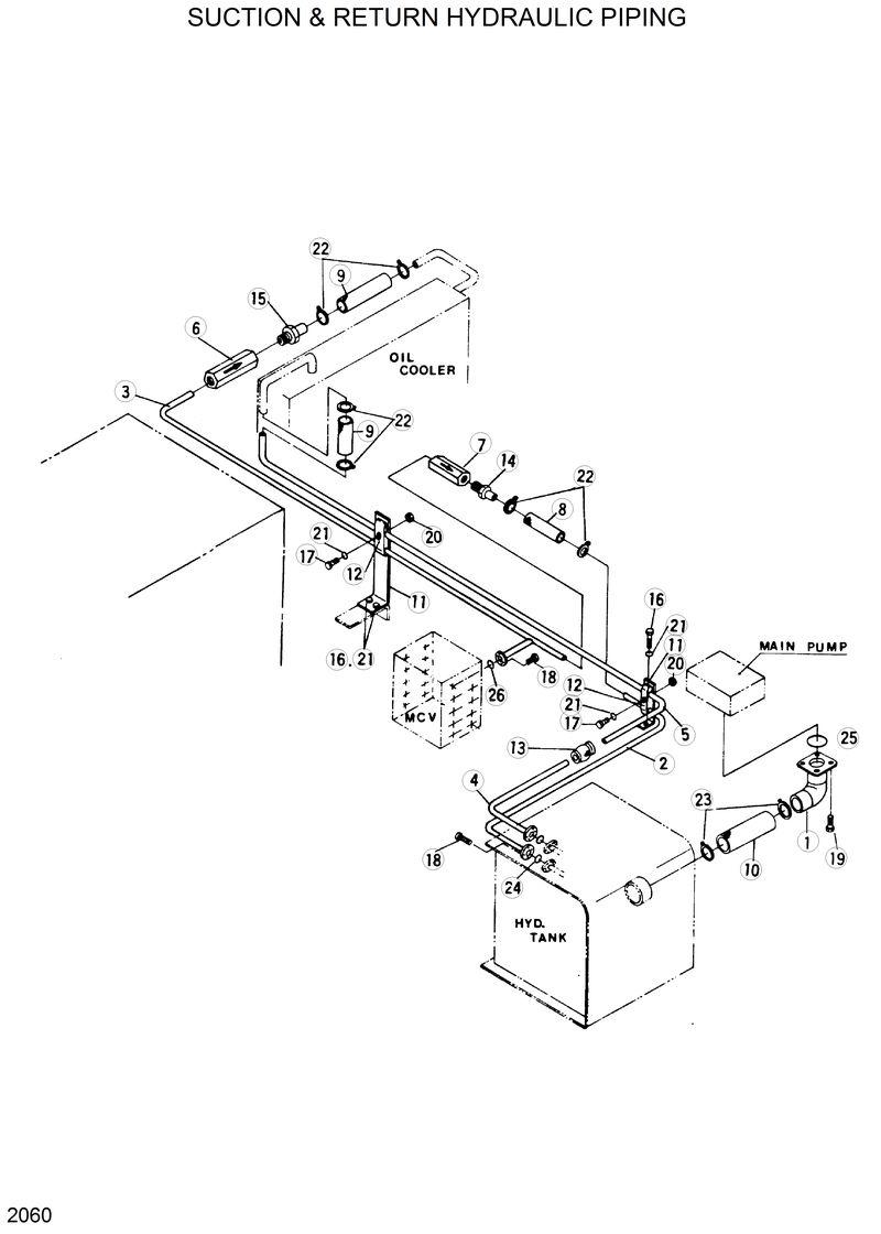 Схема запчастей Hyundai R280LC - SUCTION &amp; RETURN HYDRAULIC PIPING 