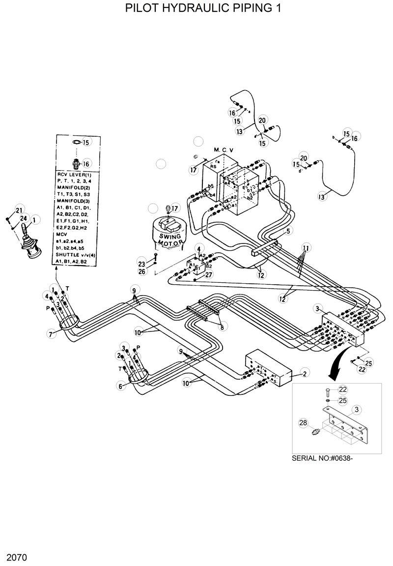 Схема запчастей Hyundai R280LC - PILOT HYDRAULIC PIPING 1 