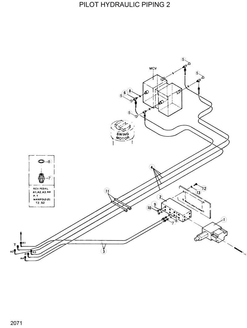 Схема запчастей Hyundai R280LC - PILOT HYDRAULIC PIPING 2 