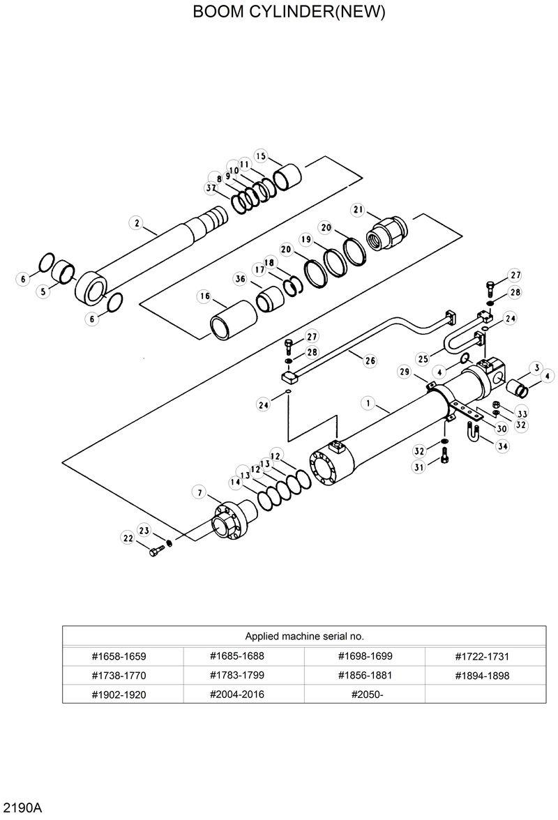 Схема запчастей Hyundai R280LC - BOOM CYLINDER(NEW) 