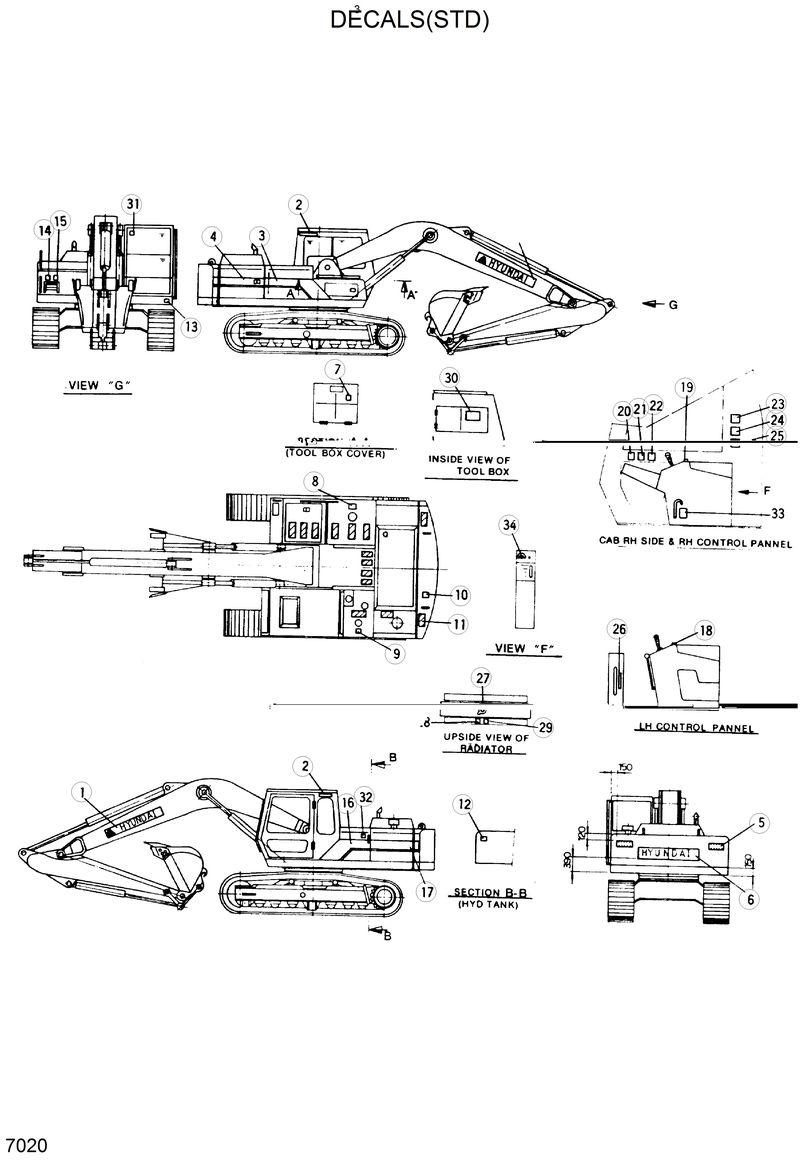 Схема запчастей Hyundai R280LC - DECALS(STD) 