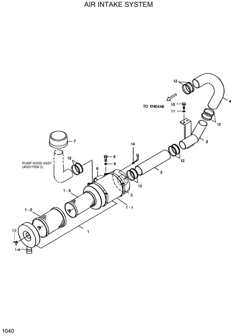 Схема запчастей Hyundai R290LC - AIR INTAKE SYSTEM 