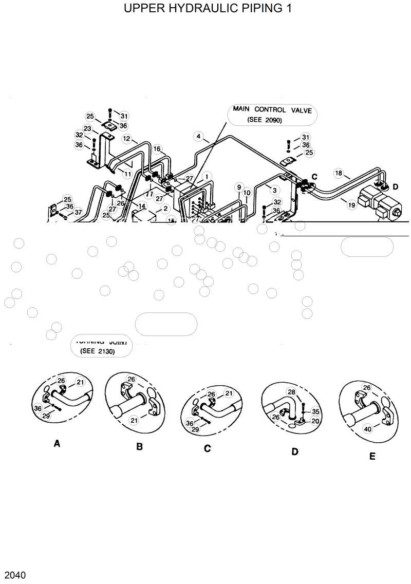 Схема запчастей Hyundai R290LC - UPPER HYDRAULIC PIPING 1 