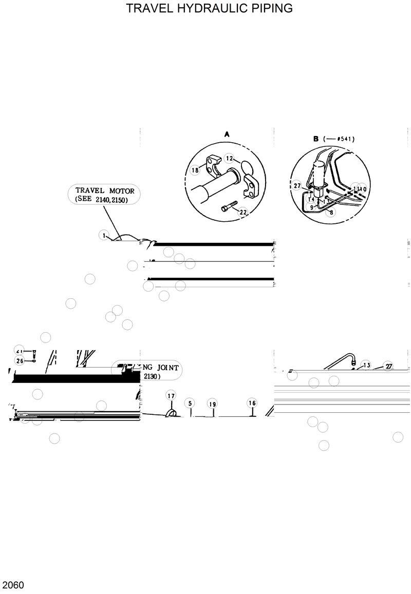 Схема запчастей Hyundai R290LC - TRAVEL HYDRAULIC PIPING 