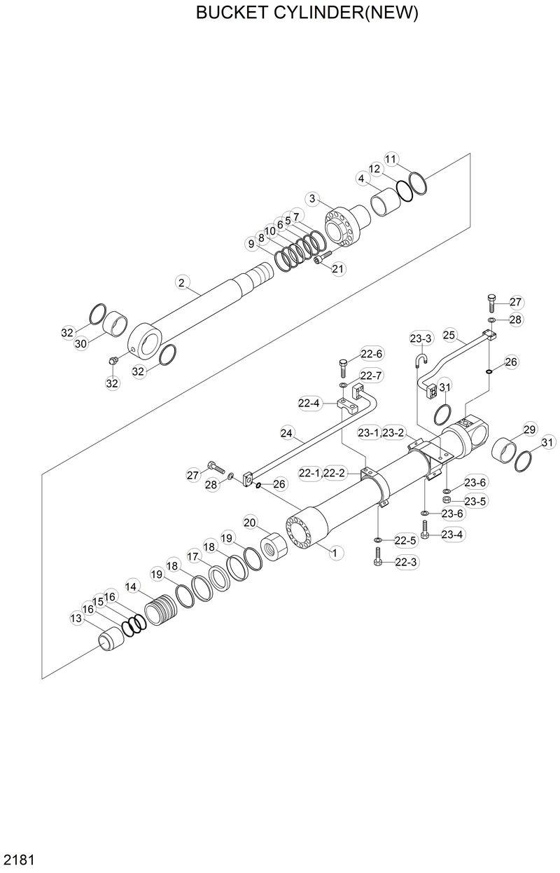 Схема запчастей Hyundai R290LC - BUCKET CYLINDER(NEW) 