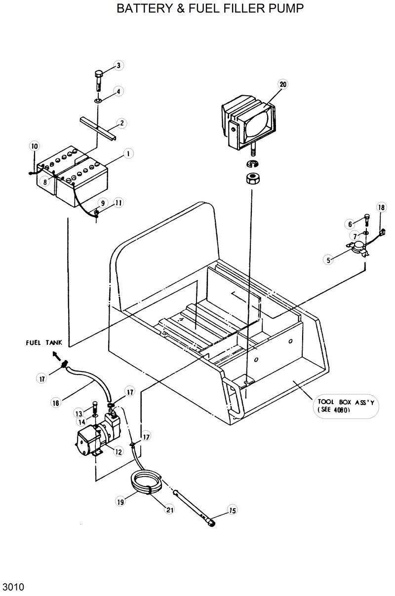 Схема запчастей Hyundai R290LC - BATTERY &amp; FUEL FILLER PUMP 