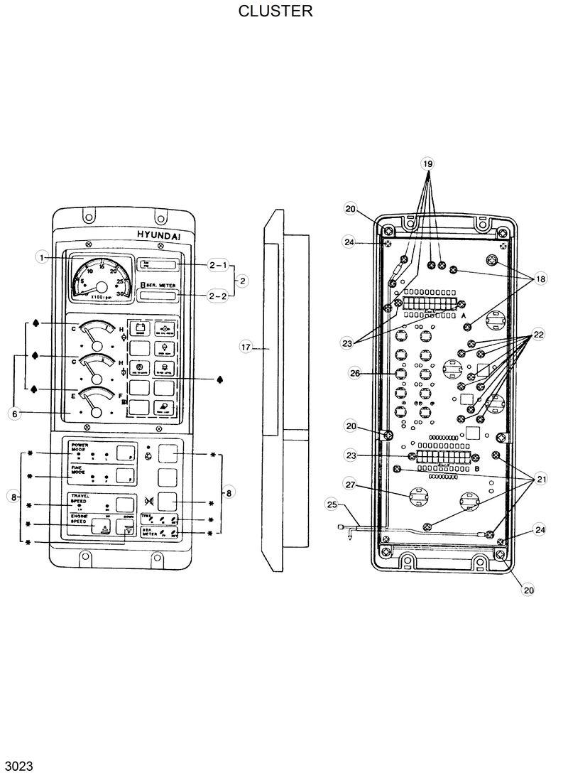Схема запчастей Hyundai R290LC - CLUSTER 