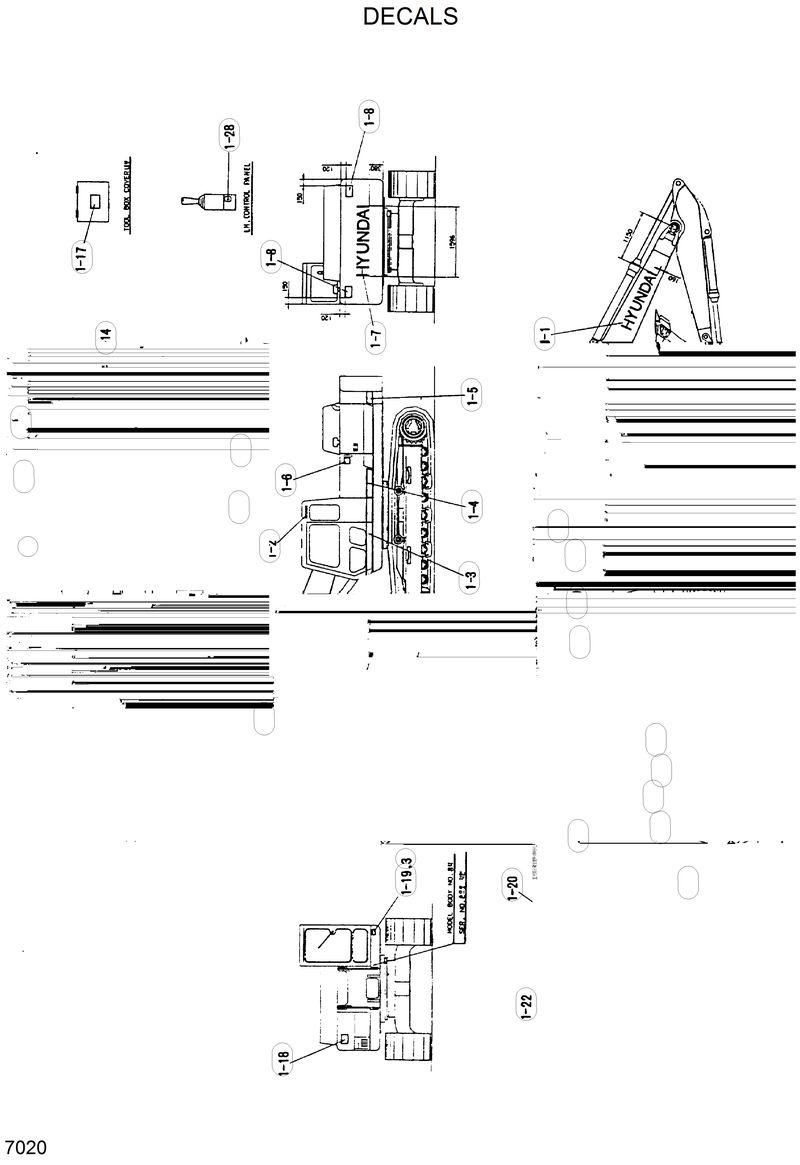 Схема запчастей Hyundai R290LC - DECALS 