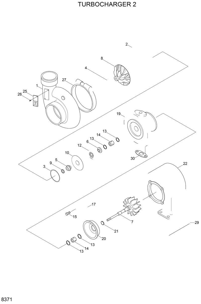 Схема запчастей Hyundai R290LC - TURBOCHARGER 2 