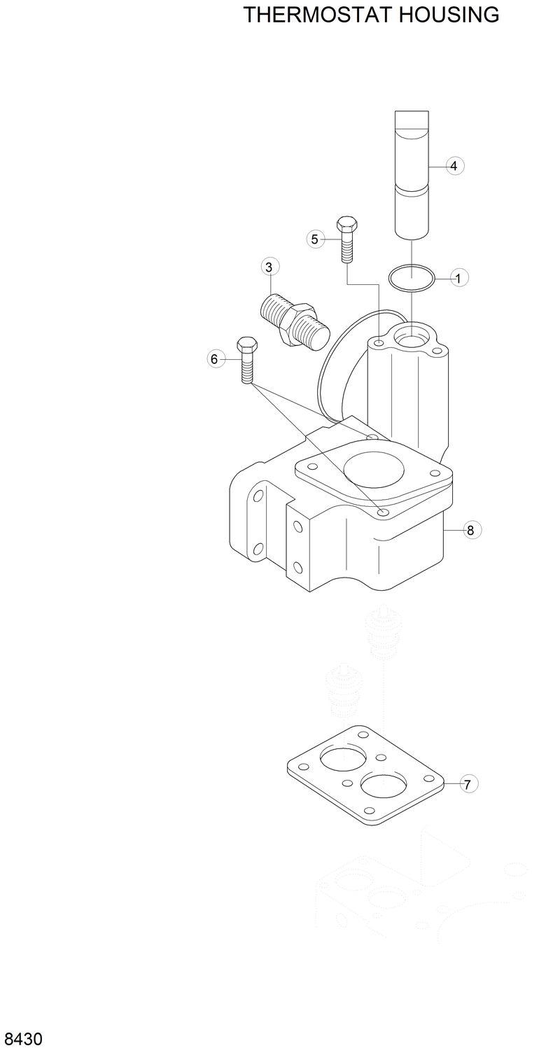 Схема запчастей Hyundai R290LC - THERMOSTAT HOUSING 