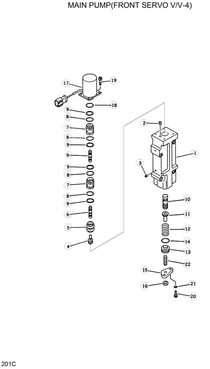 Схема запчастей Hyundai R420 - MAIN PUMP(FRONT SERVO V/V-4) 